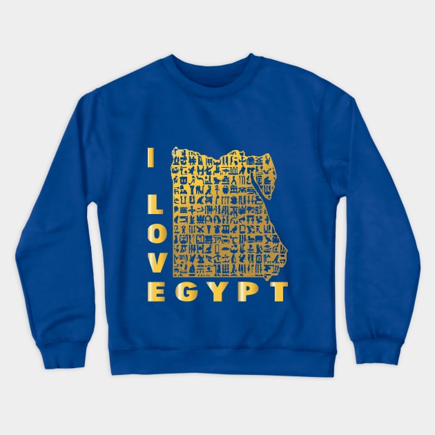 Egypt love-I love Egypt Map of Egypt with the hieroglyphic alphabet Crewneck Sweatshirt by egygraphics